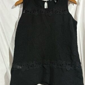 White House Black Market Black Lace Detail Top